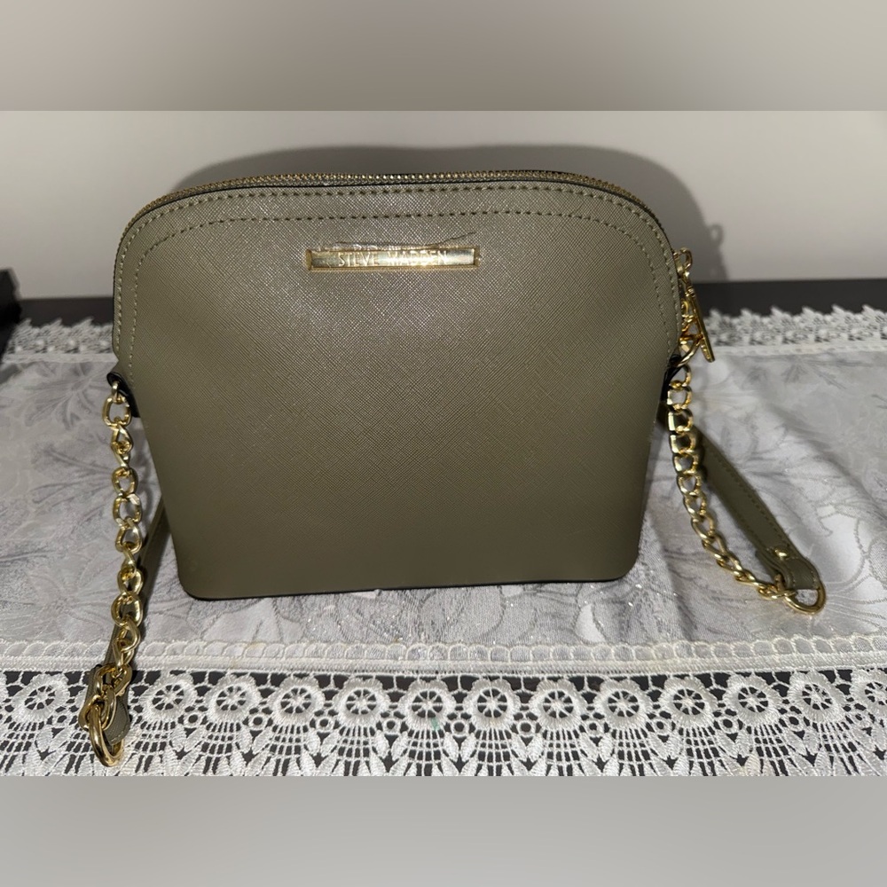 Steve Madden Olive Green Crossbody Bag with Gold Chain